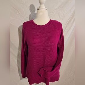 Time and Tru Magenta Crew Neck Sweater. This is a hot pink, waffle-knit crewneck